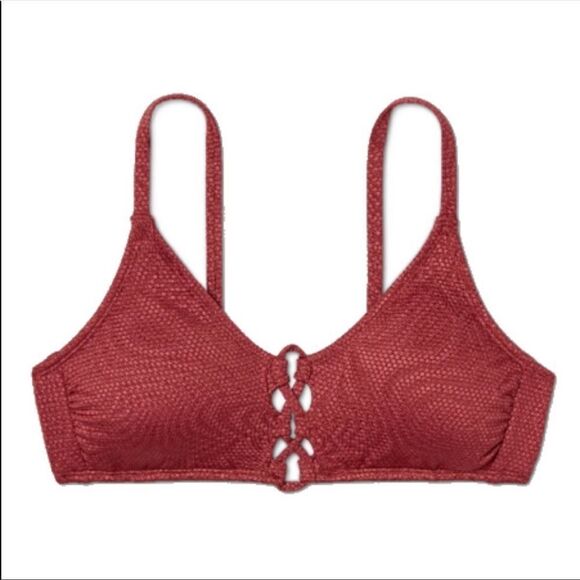 ✨ shade & shore lace up ribbed orange bikini top✨ - Picture 2 of 4